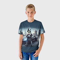 Футболка детская Крутой Бендер рядом с Ламборджини, цвет: 3D-принт — фото 2