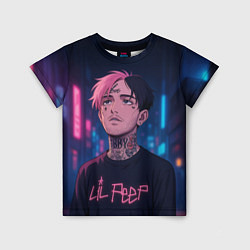 Футболка детская LiL Peep - Неоновый аниме арт, цвет: 3D-принт