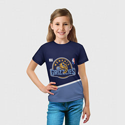 Футболка детская Мемфис Гриззлис - линии, цвет: 3D-принт — фото 2