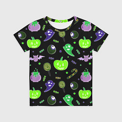 Футболка детская Halloween black pumpkin pattern, цвет: 3D-принт