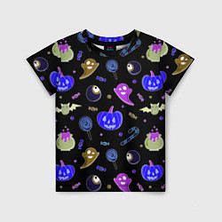 Футболка детская Halloween blue black pumpkin, цвет: 3D-принт