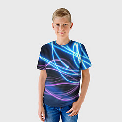 Футболка детская Неоновая абстракция на темном, цвет: 3D-принт — фото 2