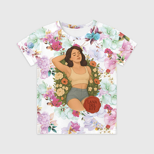 Детская футболка Lana Del Rey в полевых цветах / 3D-принт – фото 1