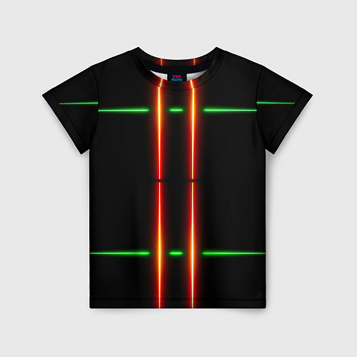 Детская футболка Neon green black red line / 3D-принт – фото 1
