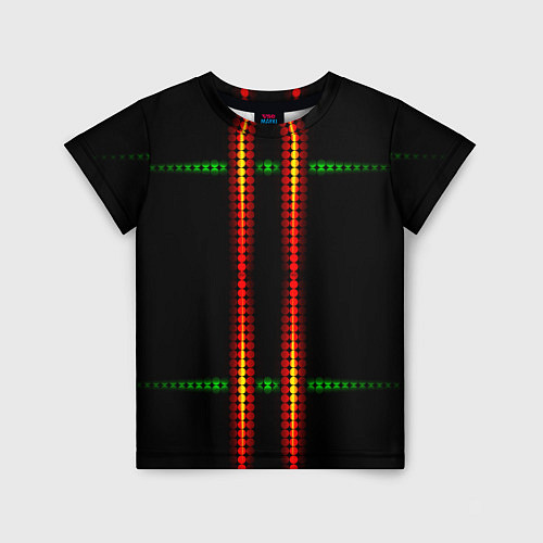 Детская футболка Neon black green circles / 3D-принт – фото 1