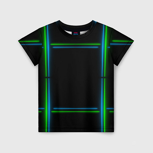 Детская футболка Neon green light blue / 3D-принт – фото 1