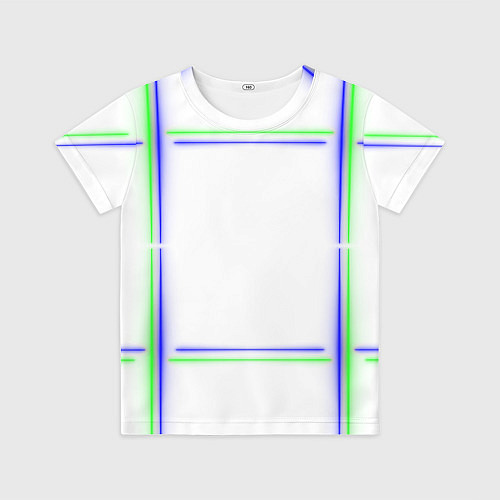 Детская футболка Neon white green light blue / 3D-принт – фото 1