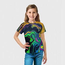 Футболка детская Разводы и переливы разноцветной краски, цвет: 3D-принт — фото 2