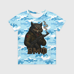 Футболка детская Волк с красными глазами ВМФ, цвет: 3D-принт