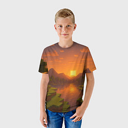 Футболка детская Закат - Minecraft, цвет: 3D-принт — фото 2