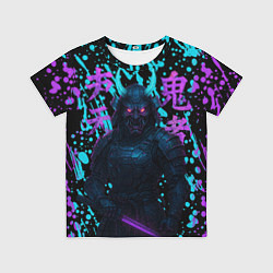 Футболка детская Неоновый киберсамурай, цвет: 3D-принт