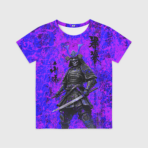Детская футболка Призрак самурай - неоновые краски / 3D-принт – фото 1