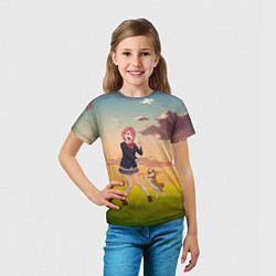 Футболка детская Сиратори Айра играет с песиком - Дандадан, цвет: 3D-принт — фото 2