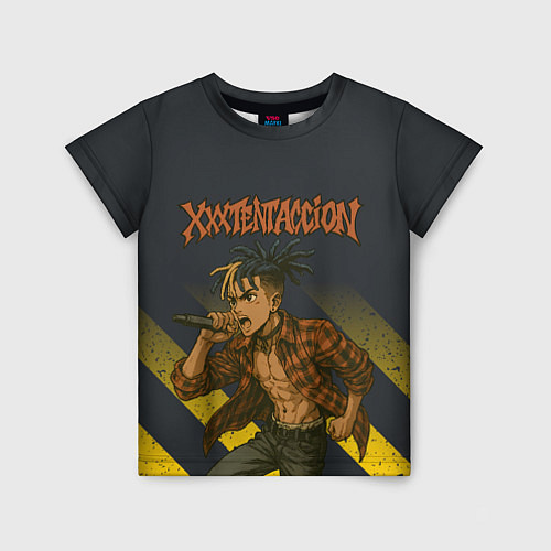 Детская футболка XXXTentacion с микрофоном в аниме стиле / 3D-принт – фото 1