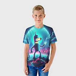 Футболка детская Робот-сгибальщик Бендер пропускает через себя молн, цвет: 3D-принт — фото 2
