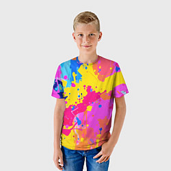 Футболка детская Яркие пятна акриловой краски на стене, цвет: 3D-принт — фото 2