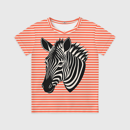 Детская футболка Зебра на оранжевых полосах / 3D-принт – фото 1