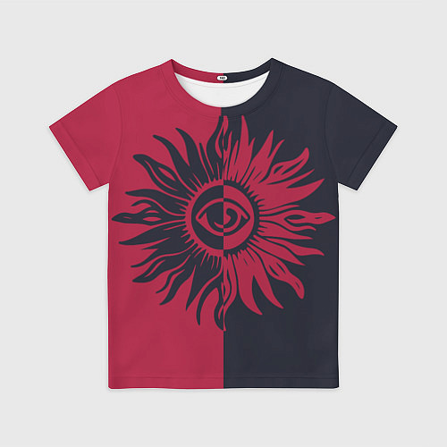 Детская футболка Солнце красно-синее / 3D-принт – фото 1