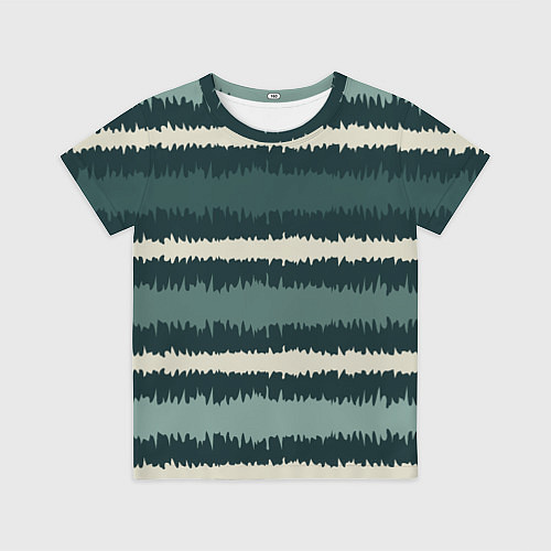 Детская футболка Полосы зигзагообразные зеленые / 3D-принт – фото 1