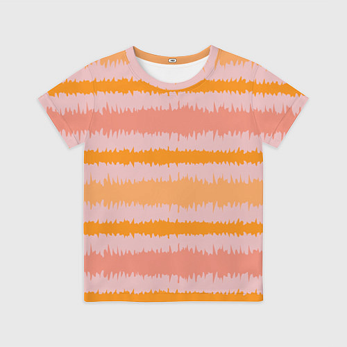 Детская футболка Полосы зигзагообразные оранжево-розовые / 3D-принт – фото 1