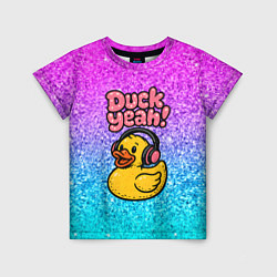 Футболка детская Duck yeah - утка в наушниках, цвет: 3D-принт