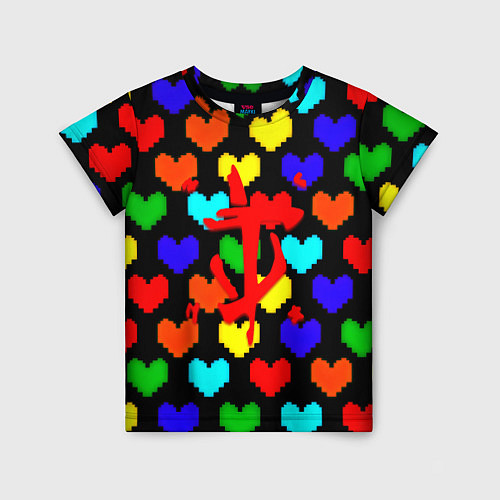 Детская футболка Doom love pixel pattern / 3D-принт – фото 1