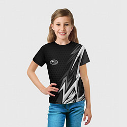 Футболка детская Subaru - монохромный черный, цвет: 3D-принт — фото 2