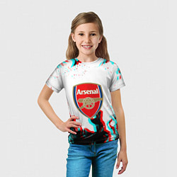 Футболка детская Arsenal огонь глитч, цвет: 3D-принт — фото 2