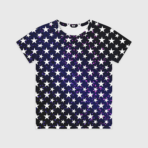 Детская футболка Паттерн со звёздами тёмно-синий / 3D-принт – фото 1