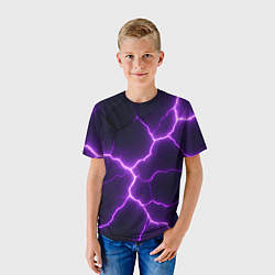 Футболка детская Фиолетовые молнии, цвет: 3D-принт — фото 2