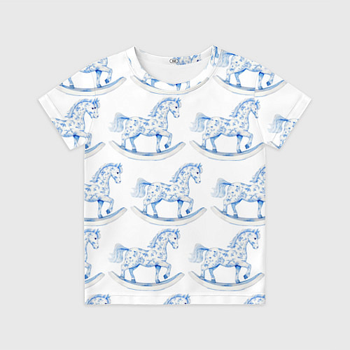 Детская футболка Лошадка качалка гжель / 3D-принт – фото 1