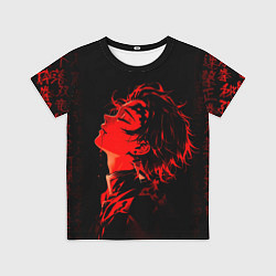 Футболка детская Клинок, рассекающий демонов Танджиро и иероглифы, цвет: 3D-принт