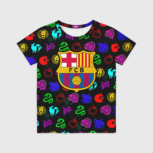 Детская футболка Barcelona neon games logo / 3D-принт – фото 1