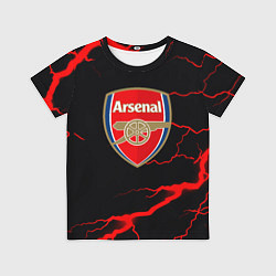 Футболка детская Arsenal красные молнии, цвет: 3D-принт
