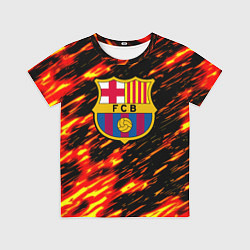 Футболка детская Barcelona штрихи огненные, цвет: 3D-принт