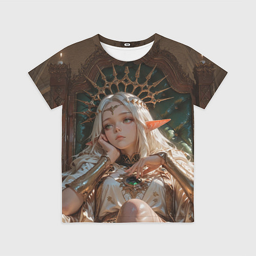 Детская футболка Беловолосая королева эльфов на троне / 3D-принт – фото 1