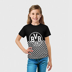 Футболка детская Borussia шахматная клетка, цвет: 3D-принт — фото 2