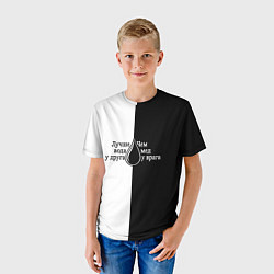 Футболка детская Лучше вода у друга черно-белый арт, цвет: 3D-принт — фото 2
