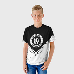 Футболка детская Челси белые краски, цвет: 3D-принт — фото 2
