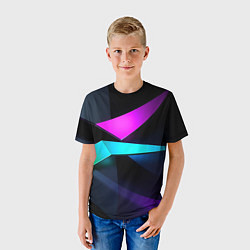 Футболка детская Neon colored geometric, цвет: 3D-принт — фото 2