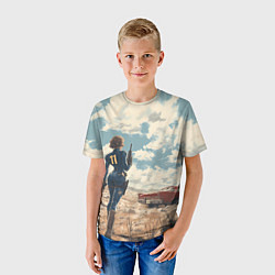 Футболка детская Fallout девушка в пустоши, цвет: 3D-принт — фото 2