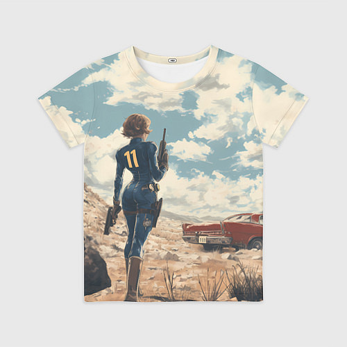 Детская футболка Fallout девушка в пустоши / 3D-принт – фото 1