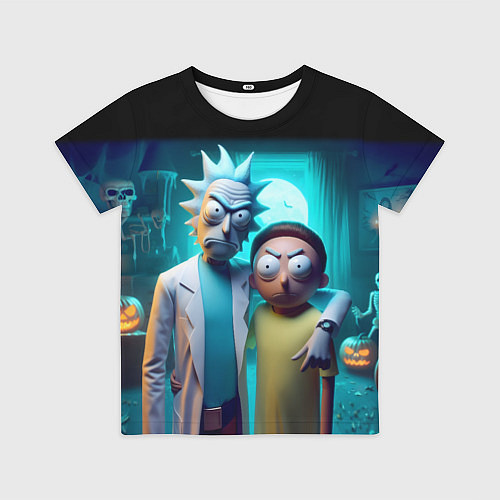 Детская футболка Rick with Morty - halloween night / 3D-принт – фото 1