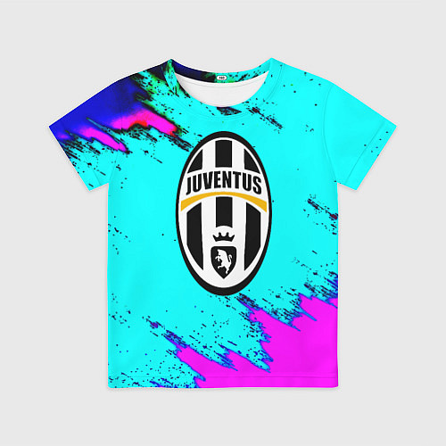 Детская футболка Juventus неоновые краски / 3D-принт – фото 1