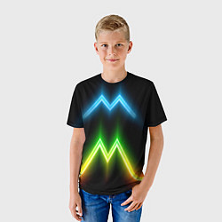 Футболка детская Neon multicolored lines, цвет: 3D-принт — фото 2