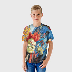 Футболка детская Панк Шрек на фоне домов, цвет: 3D-принт — фото 2