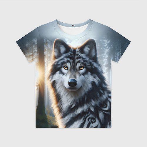 Детская футболка Морда волка - Россия / 3D-принт – фото 1