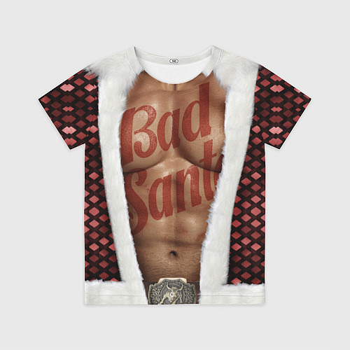 Детская футболка Костюм деда мороза с накаченным прессом / 3D-принт – фото 1