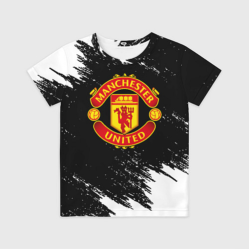 Детская футболка Манчестер Юнайтед белые краски / 3D-принт – фото 1