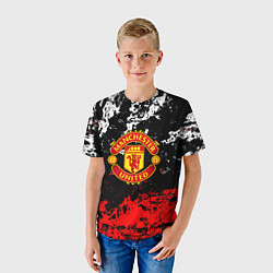 Футболка детская Манчестер Юнайтед краски, цвет: 3D-принт — фото 2